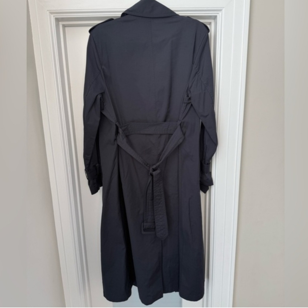 Zara Dark Navy Trench Overcoat Sz Small MINT condition Lux! - Picture 3 of 6